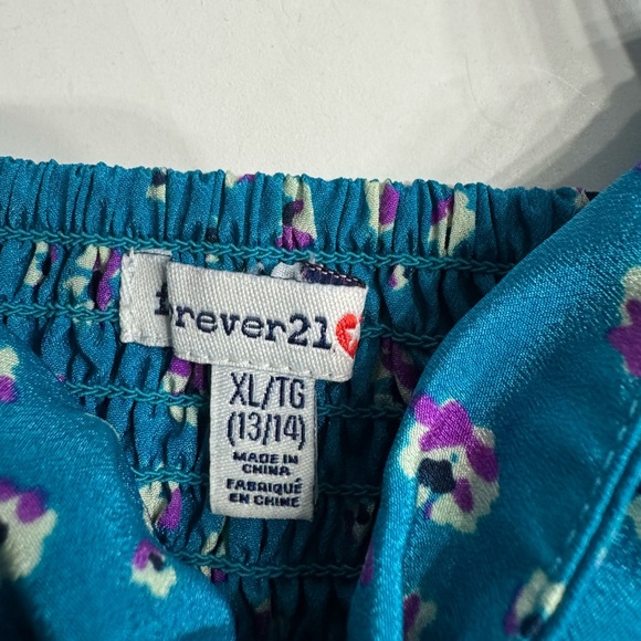 Forever 21 Girls Size XL 13/14 Blue Spaghetti Straps Blouse Tank Top Floral - Picture 2 of 4